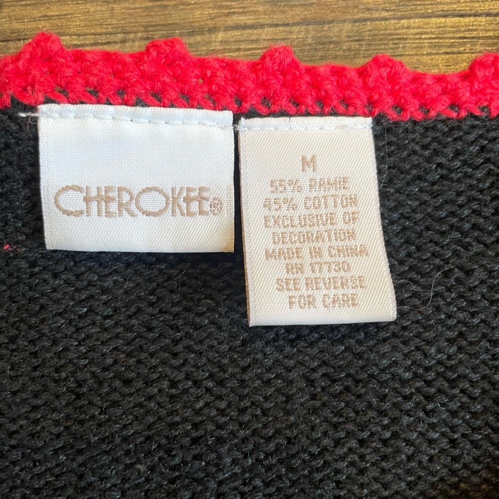 Vintage Cherokee Size Medium Christmas Holiday Winter Ugly Sweater Embroidered - Picture 3 of 9